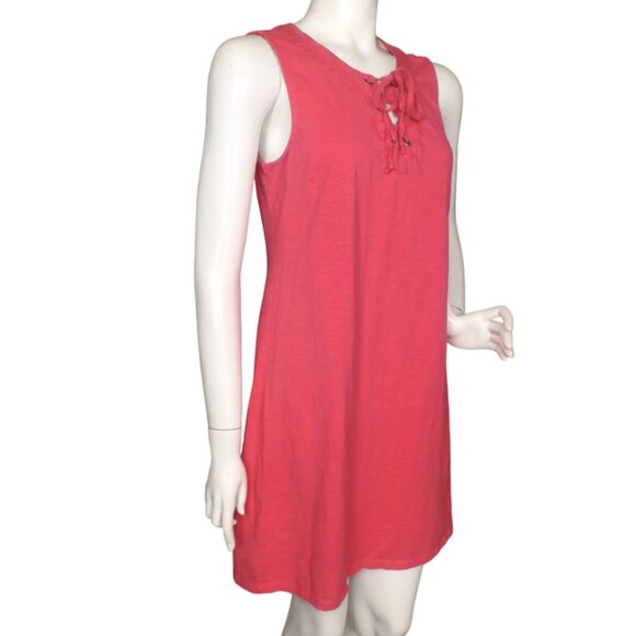 TOMMY BAHAMA Jersey Dress, S, Bright Pink, Lace Up Neck, Sleeveless, Summer - Picture 2 of 10